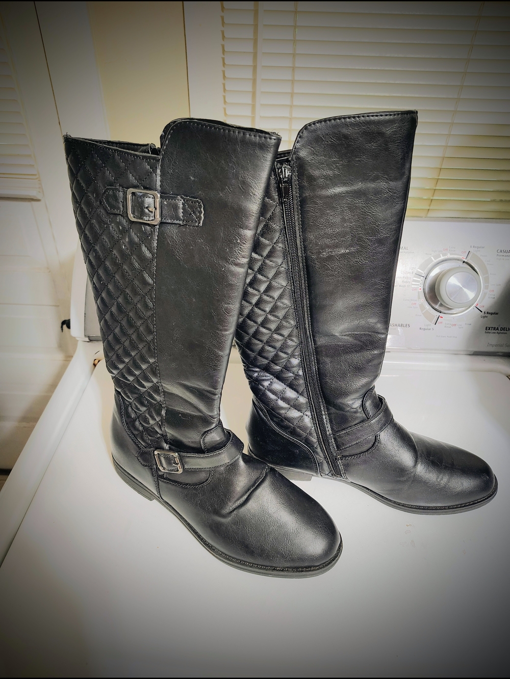 Women’s Black Quilted Tall Riding Boots